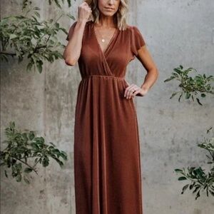 NWT Baltic Born - Athena Pleated Maxi Dress in Bronze
